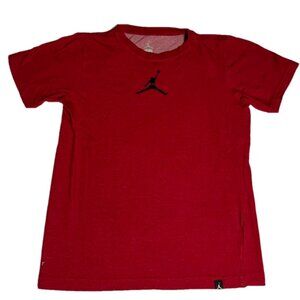 Nike Jordan DriFit Activewear Short Sleeve Shirt Athletic Sporty Red Youth Large